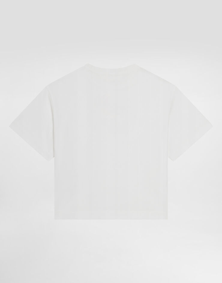 Dolce & Gabbana Short-sleeved jersey t-shirt with dg logo White L5JTNLG7NUS