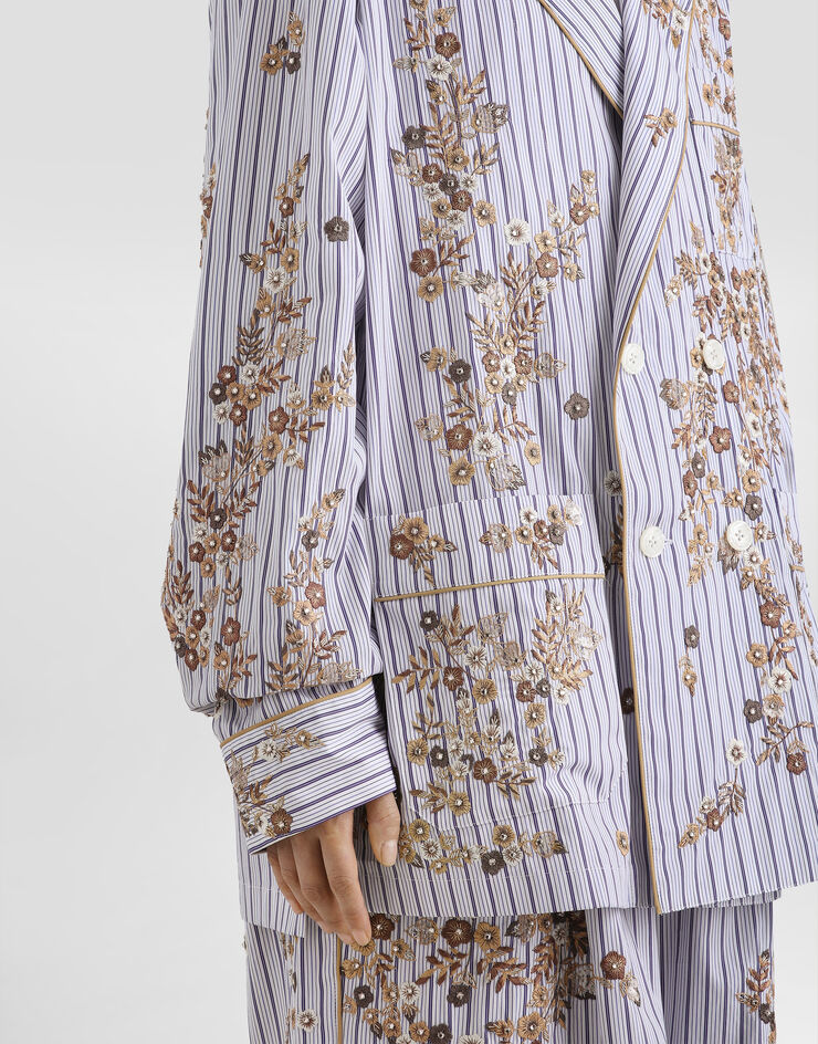 Dolce & Gabbana Poplin vanity shirt with thread floral embroidery Multicolor F5U43ZGDDR6
