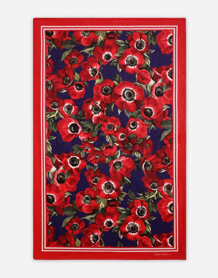 Dolce & Gabbana Terrycloth beach towel with anemone print Print O5A03JII7A4