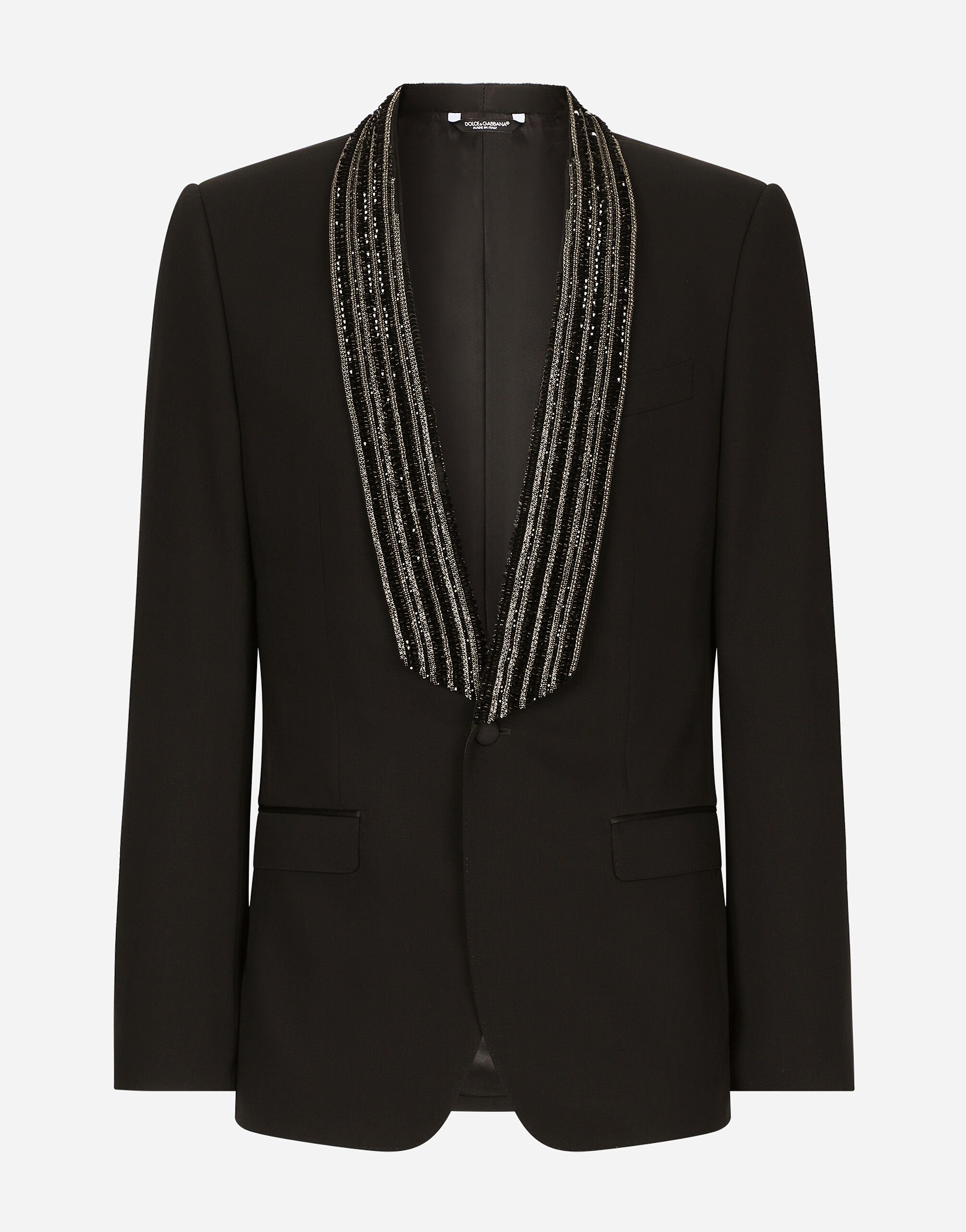Dolce & Gabbana Single-breasted jacket with embroidered shawl collar Grey G2NW1TFU4LB
