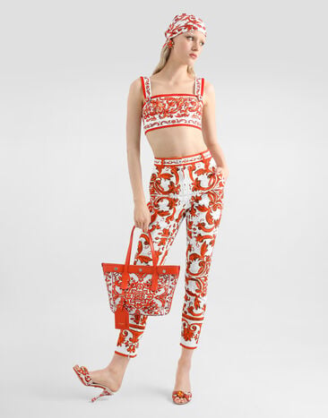 Dolce & Gabbana Top en stuoia à imprimé majolique Multicolor F7U70TGDDRC