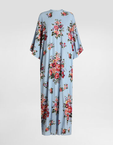Dolce & Gabbana Flower bouquet-print long charmeuse dress Multicolor F610QTFSA8P
