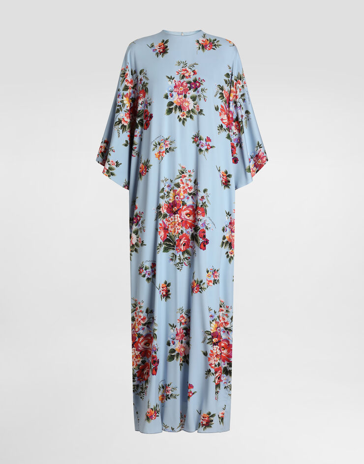 Dolce & Gabbana Flower bouquet-print long charmeuse dress Multicolor F610QTFSA8P