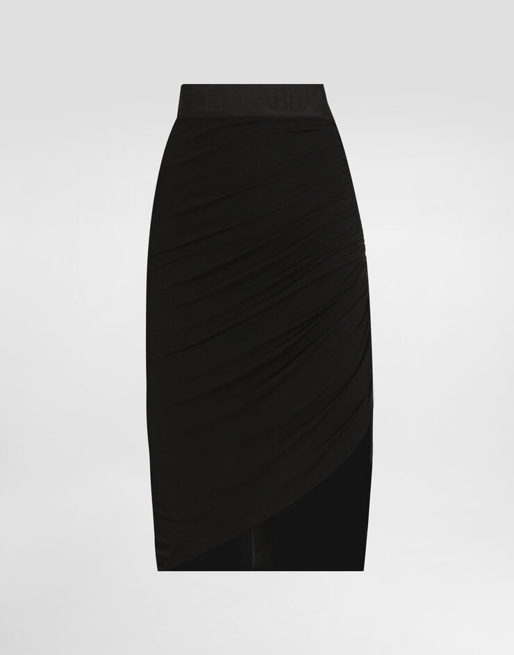 Dolce & Gabbana Asymmetrical jersey skirt with draping Black F4CQHTFUGBJ
