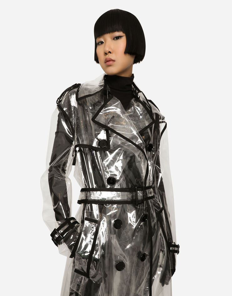 Dolce & Gabbana KIM DOLCE&GABBANA PVC trench coat with contrasting piping Transparent F0C2QTFUSKE