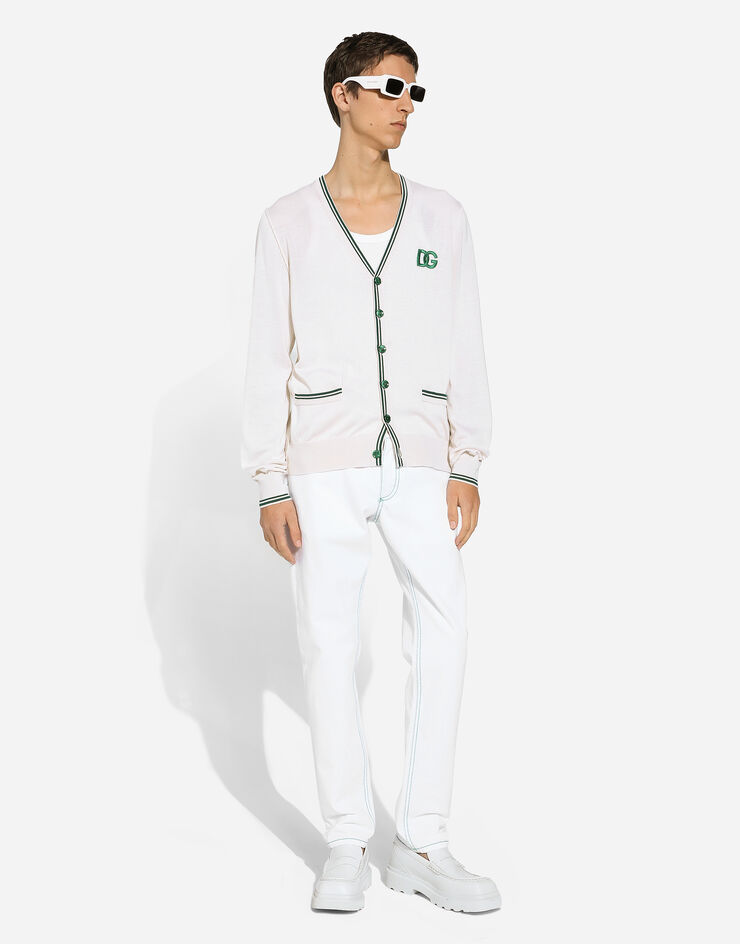 Dolce & Gabbana DGロゴ シルク カーディガン White GXV30ZJBSJV