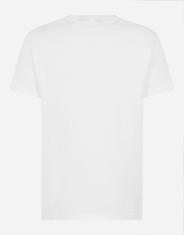 Dolce & Gabbana Kurzarm-T-Shirt aus Baumwolle DG-Print Weiss G8RN8TG7M8U
