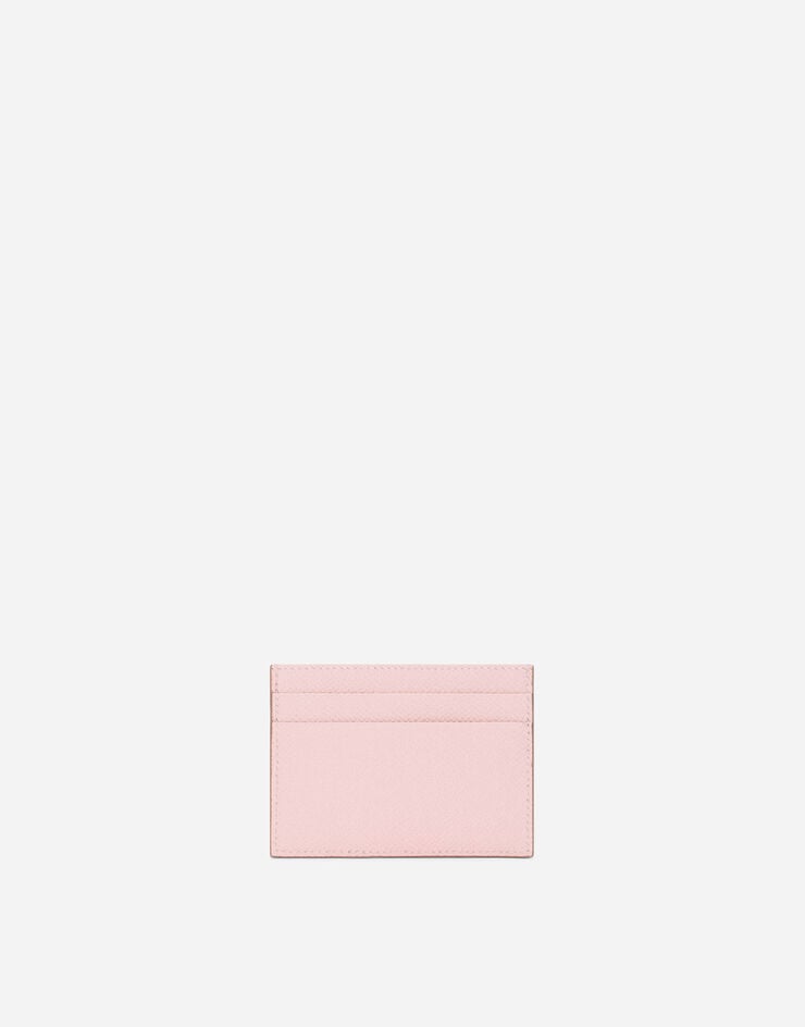 Dolce & Gabbana Calfskin card holder with plate Pink BI0330A1001