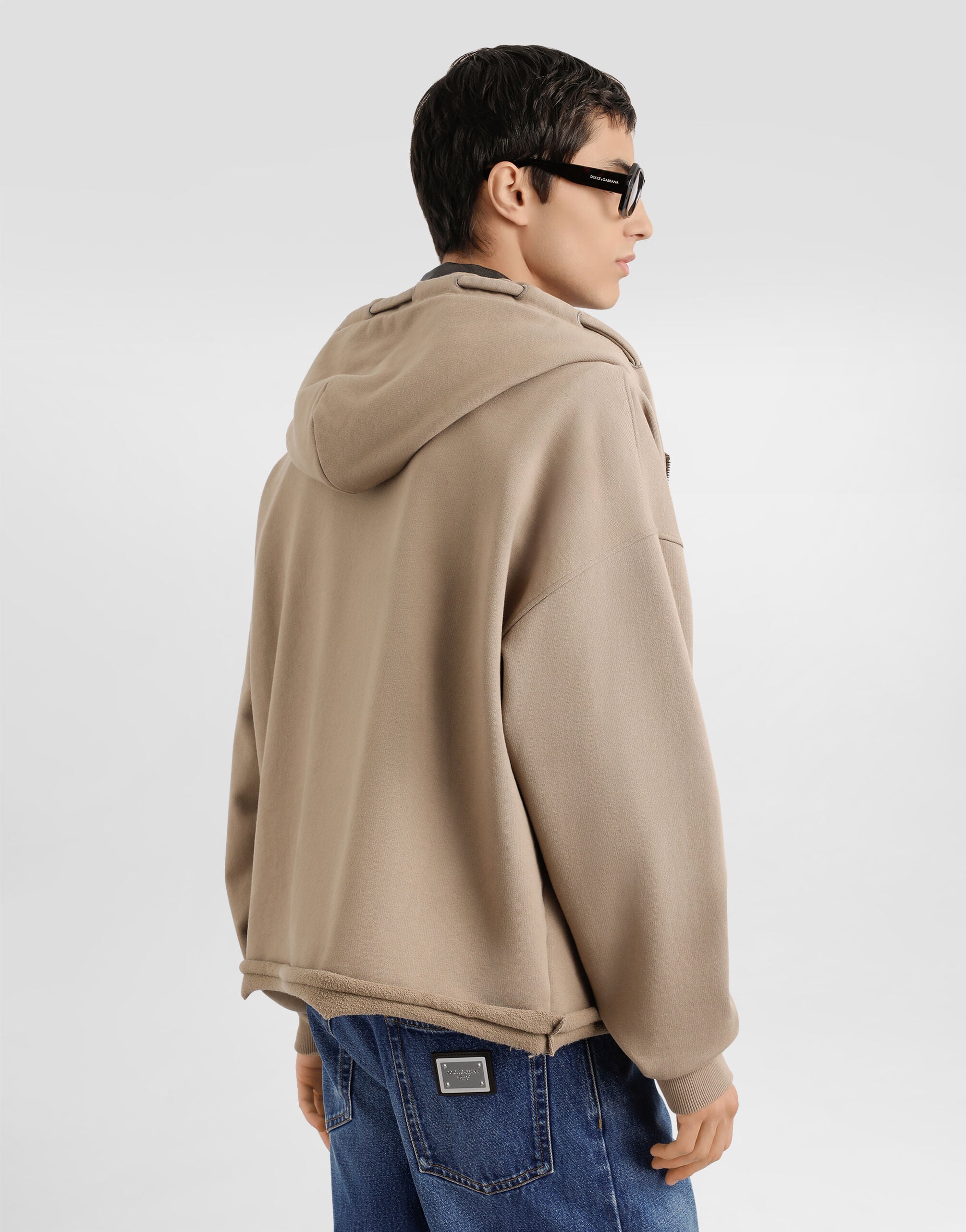 Zip-up hoodie in Beige for Men | Dolce&Gabbana® US