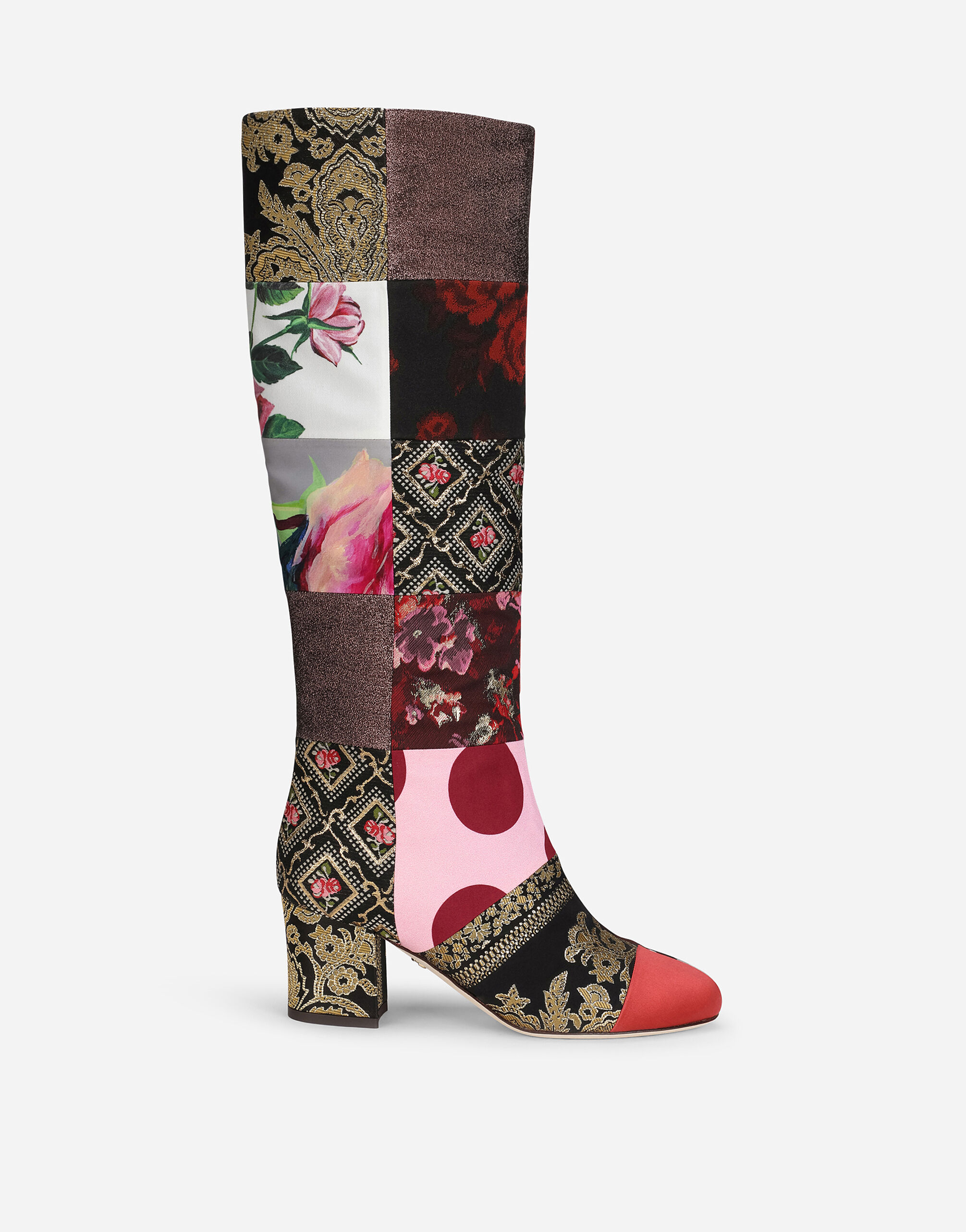Patchwork fabric boots