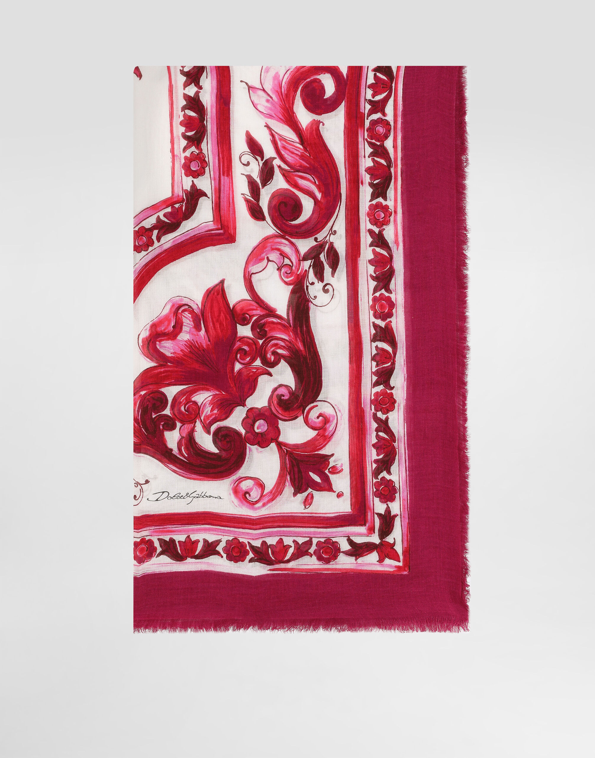 Printed Modal Cashmere Scarf in Mediterranean Tiles main image 1