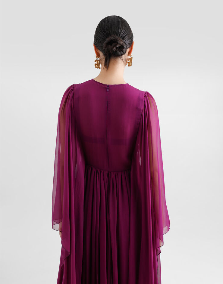 Dolce & Gabbana قفطان طويل من شيفون حريري برباط بنفسجي F6TLZTFU1AT