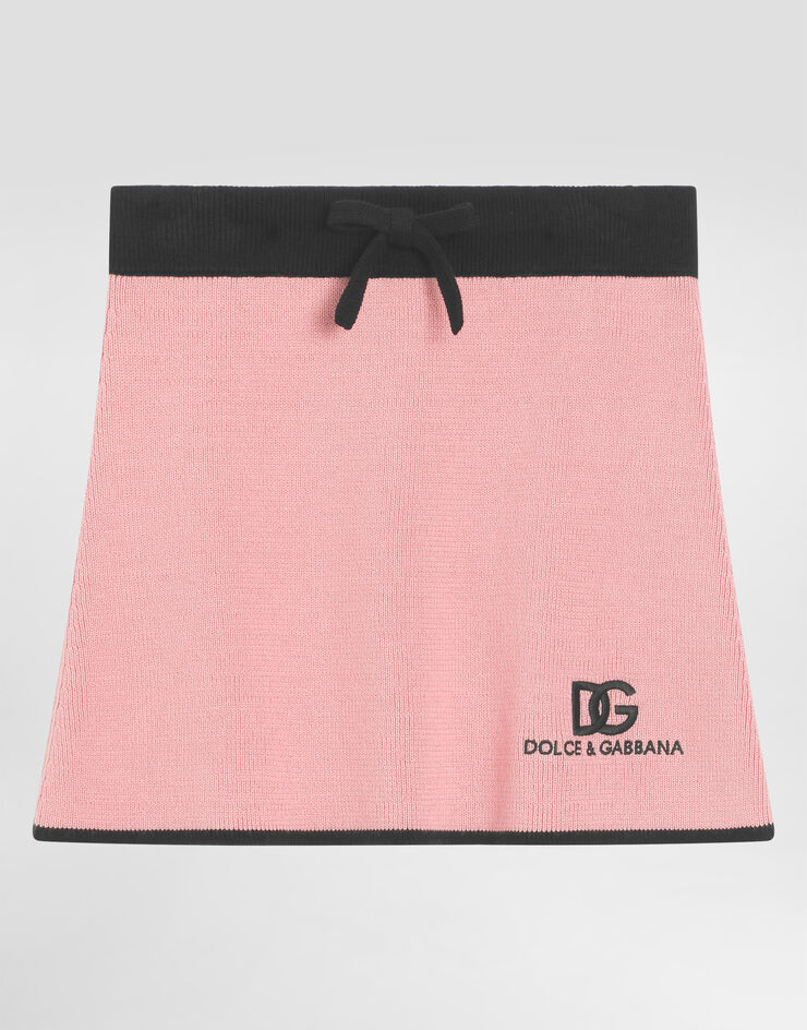 Dolce & Gabbana Knit skirt with DG logo Pink L5KI05JFMLL