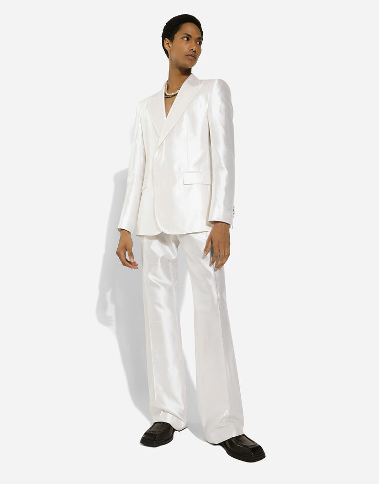 Dolce & Gabbana Однобортный пиджак Sicilia из шелковой чесучи белый G2TB5TFU1Y0
