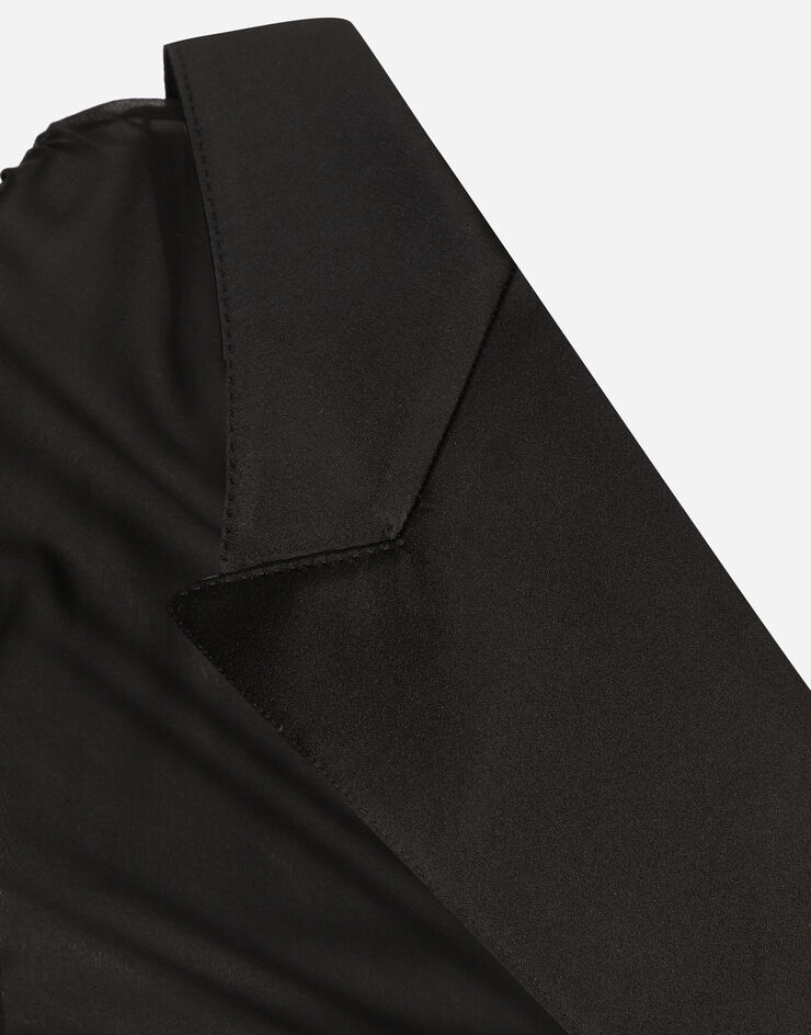 Dolce & Gabbana Long chiffon one-shoulder dress Black F6JHETFU1AT