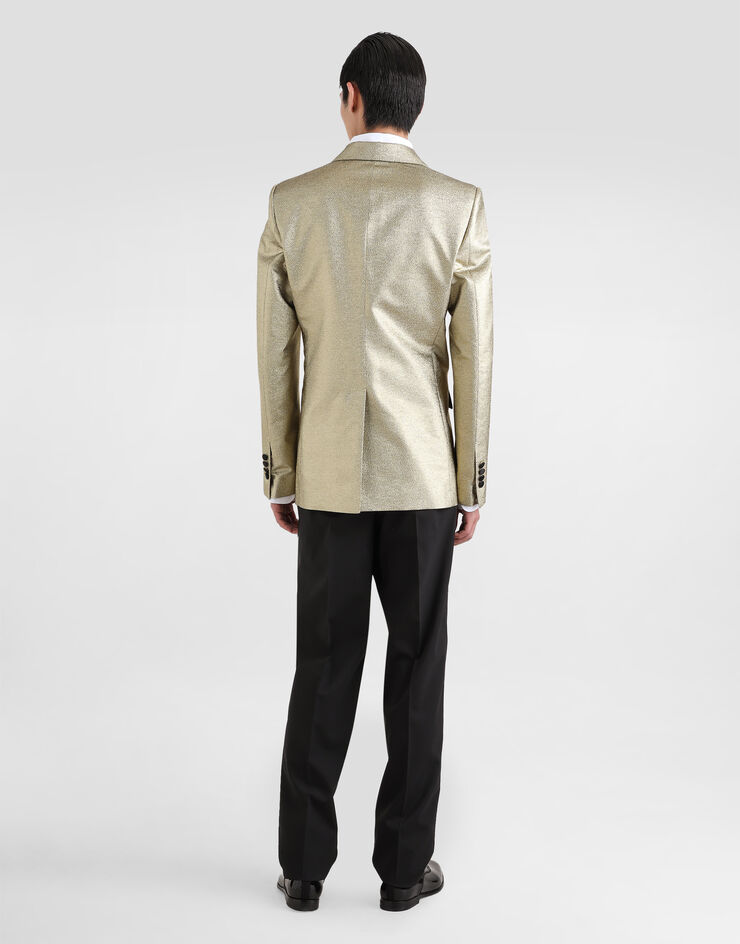 Dolce & Gabbana Chaqueta de esmoquin con botonadura recta de jacquard lamé Dorado G2QU6TFJODV