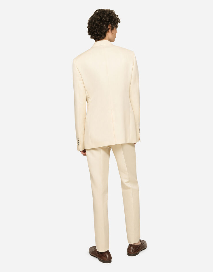 Dolce & Gabbana Linen, cotton and silk pants White GY6UETFUMJN