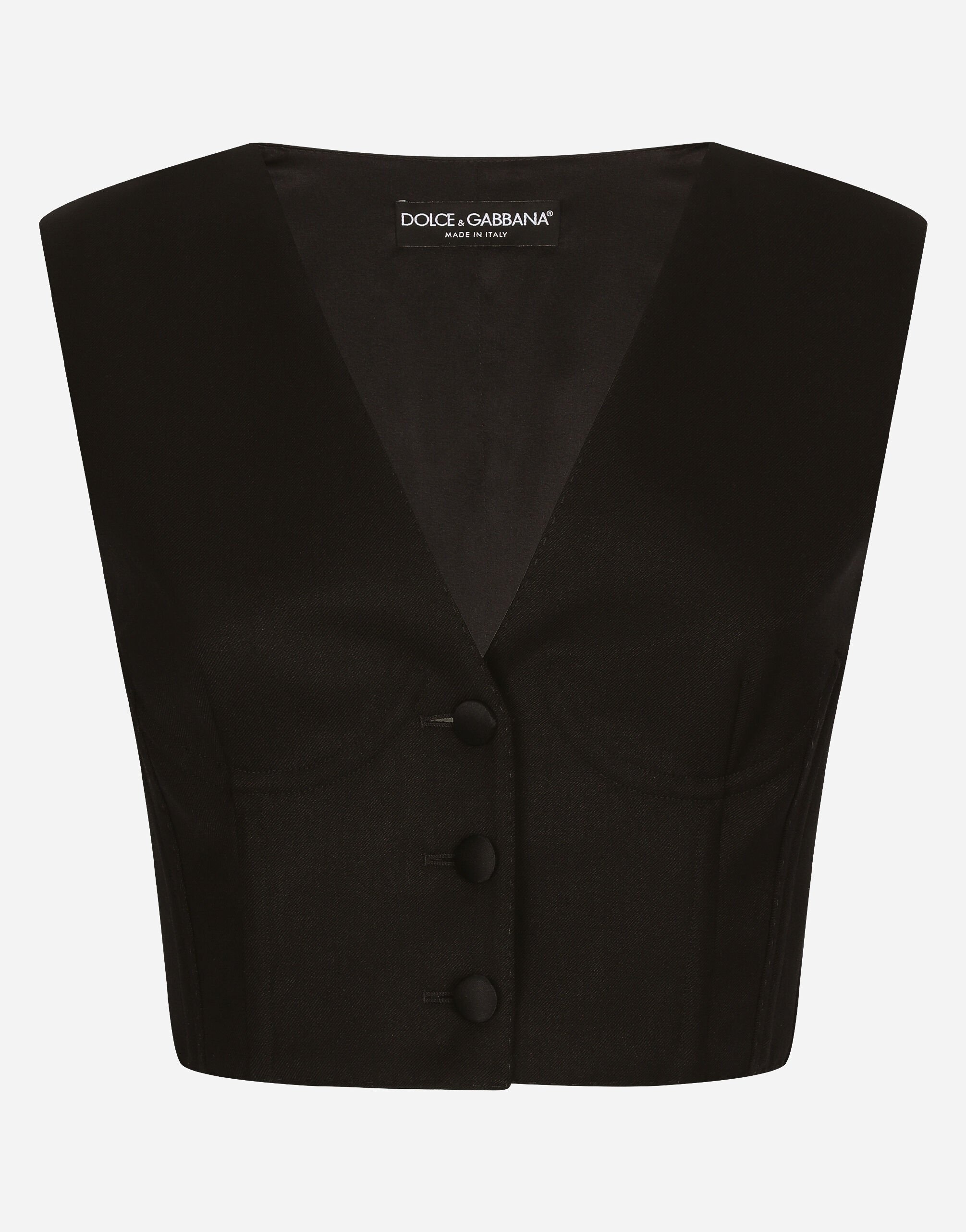 Dolce & Gabbana Cropped cady waistcoat with corset details Black F26T2TFUGPO