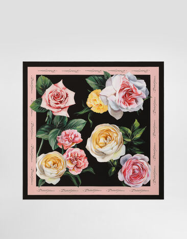 Dolce & Gabbana Rose and peony-print silk twill foulard (70x70) Gold WNR4C5W1111