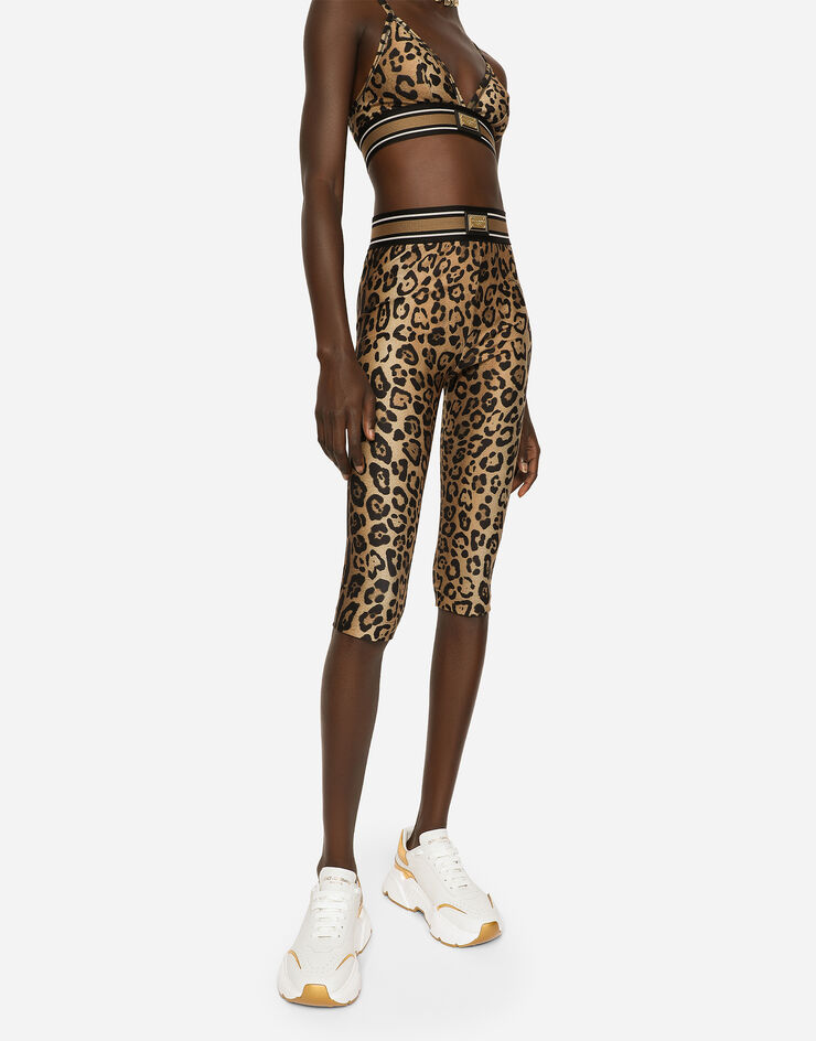Dolce & Gabbana Leopard-print spandex/jersey cycling shorts Multicolor I3ABMWG7BPT