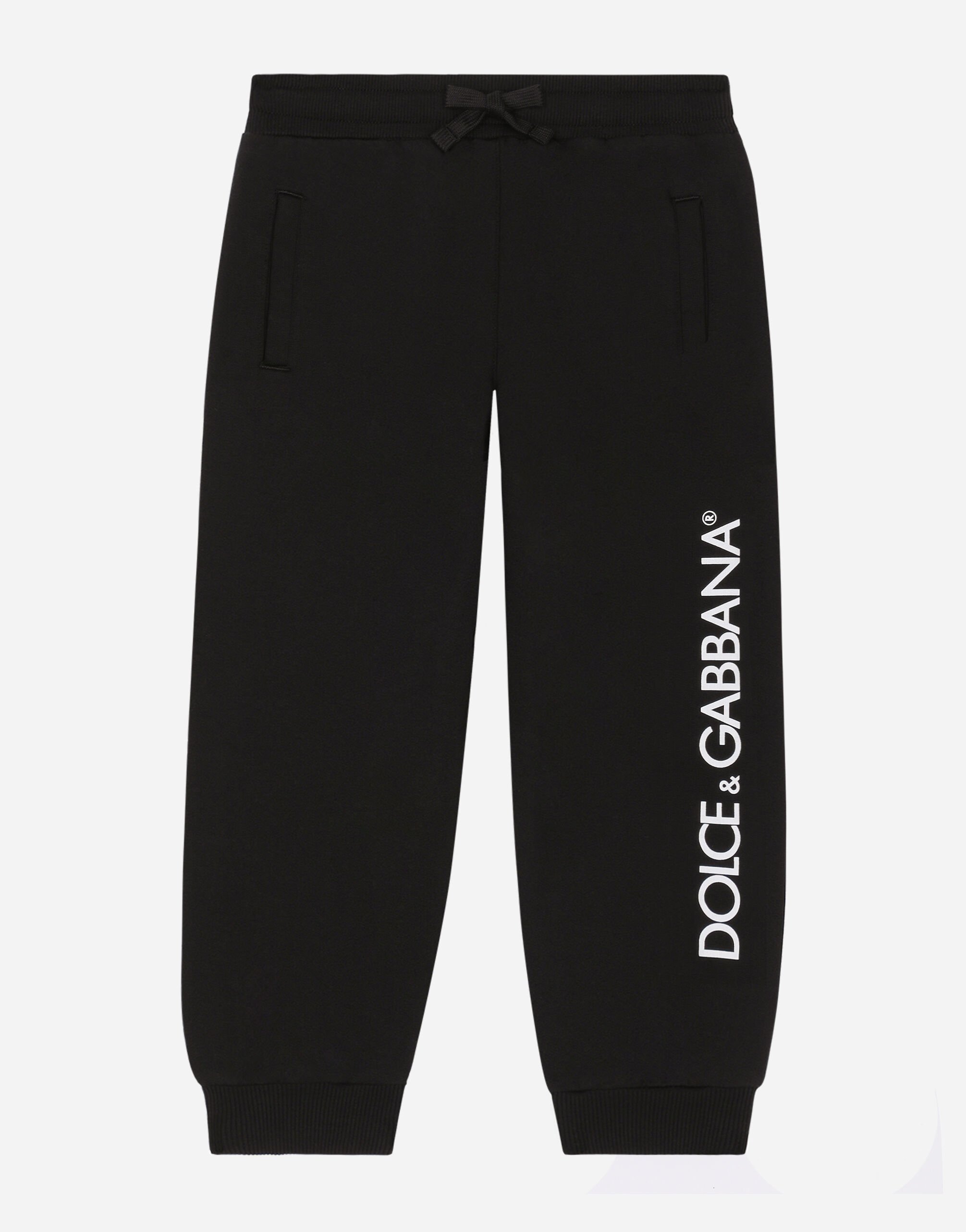 Dolce & Gabbana Pantaloni jogging in jersey stampa logo Nero EB0003AB000