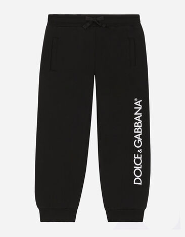 Dolce & Gabbana Pantalón de chándal en punto con estampado del logotipo Negro EB0003AB000