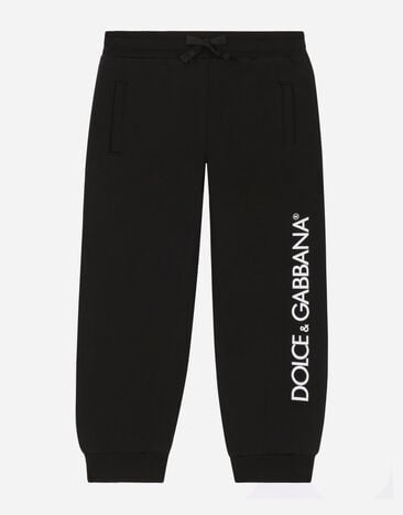 Dolce & Gabbana سروال للركض جيرسي بطبعة شعار أسود EB0003AB000