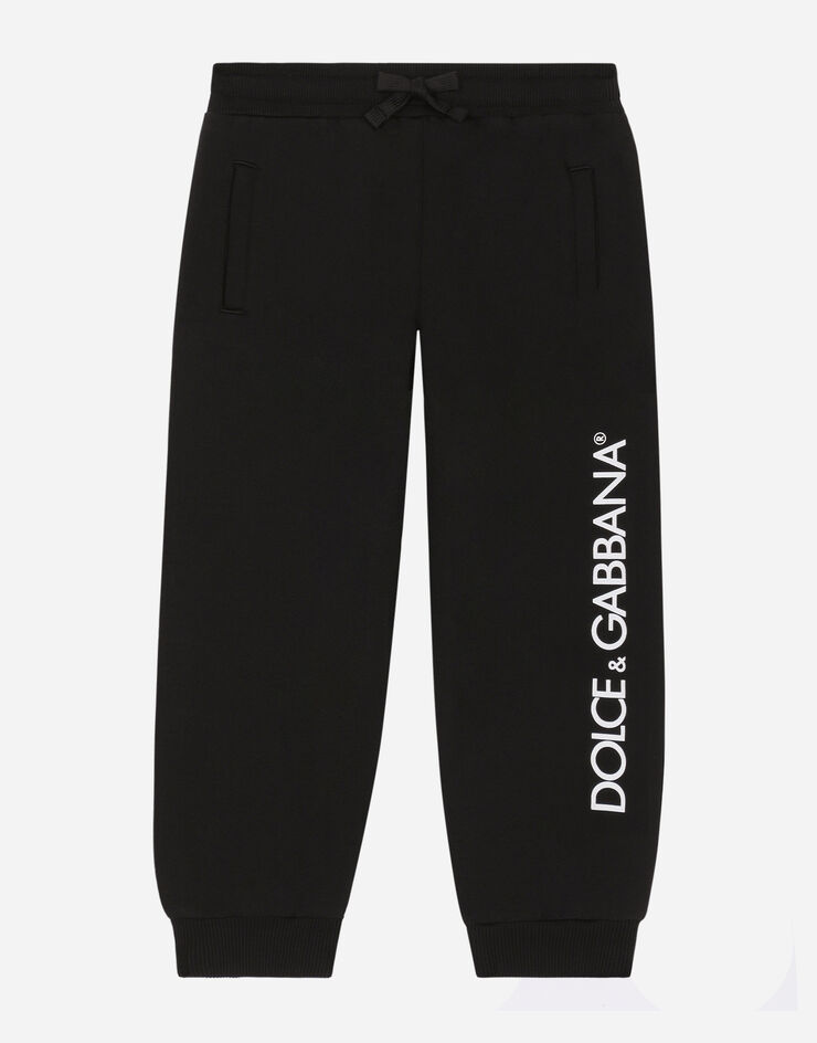 Dolce & Gabbana Pantaloni jogging in jersey stampa logo Black L4JPFLG7IXP