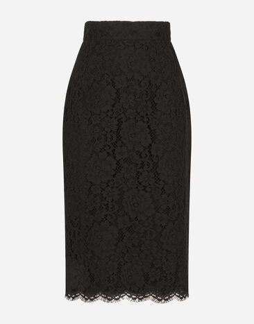 Dolce & Gabbana Falda de tubo longuette de encaje Negro F4BSQTHLMCK