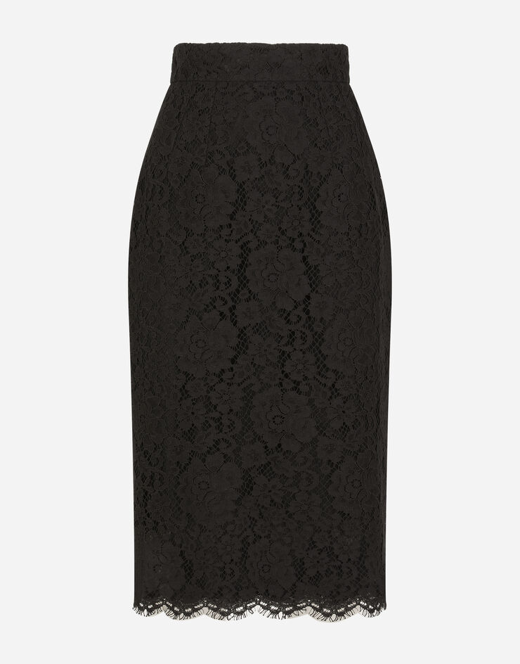Dolce & Gabbana Falda de tubo longuette de encaje Negro F4BSQTHLMCK