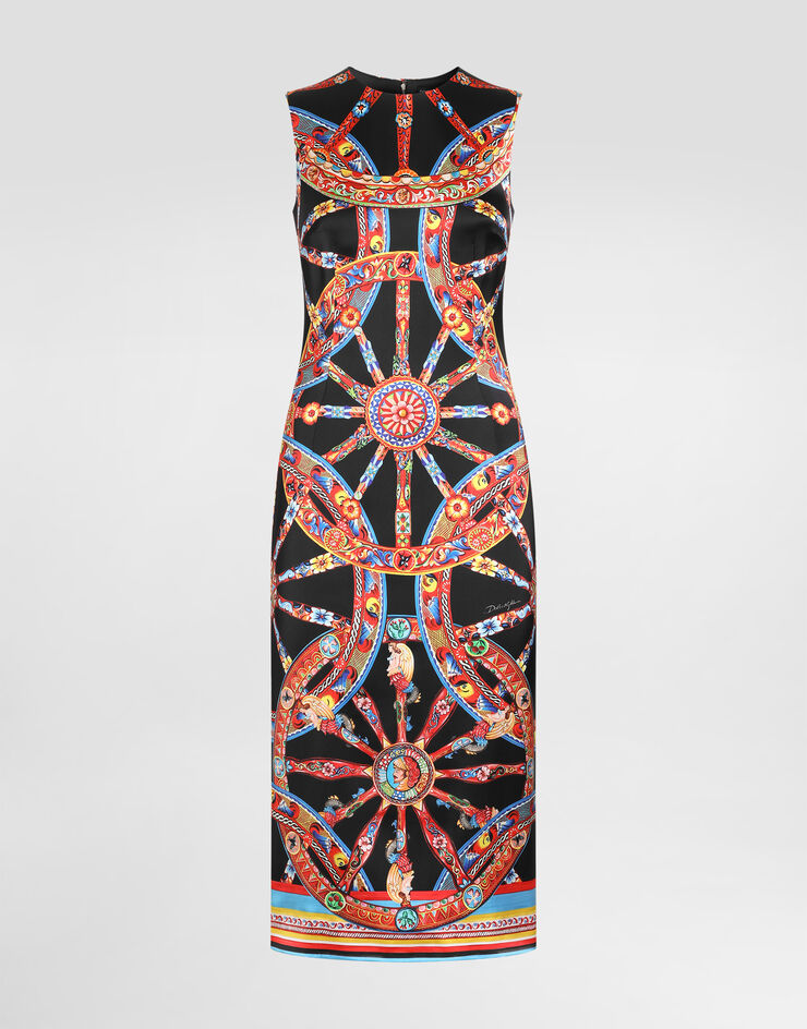 Dolce & Gabbana Carretto-print satin dress Multicolor F6GASTGDDT8