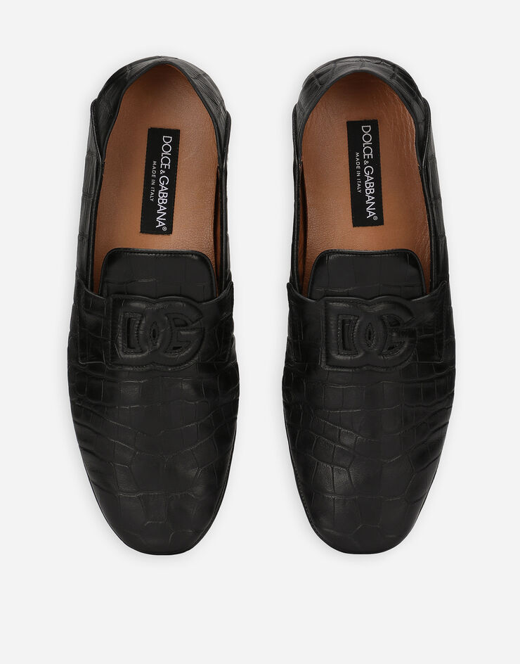 Dolce & Gabbana Driver aus Kalbsleder Krokoprägung Schwarz A50583AS422