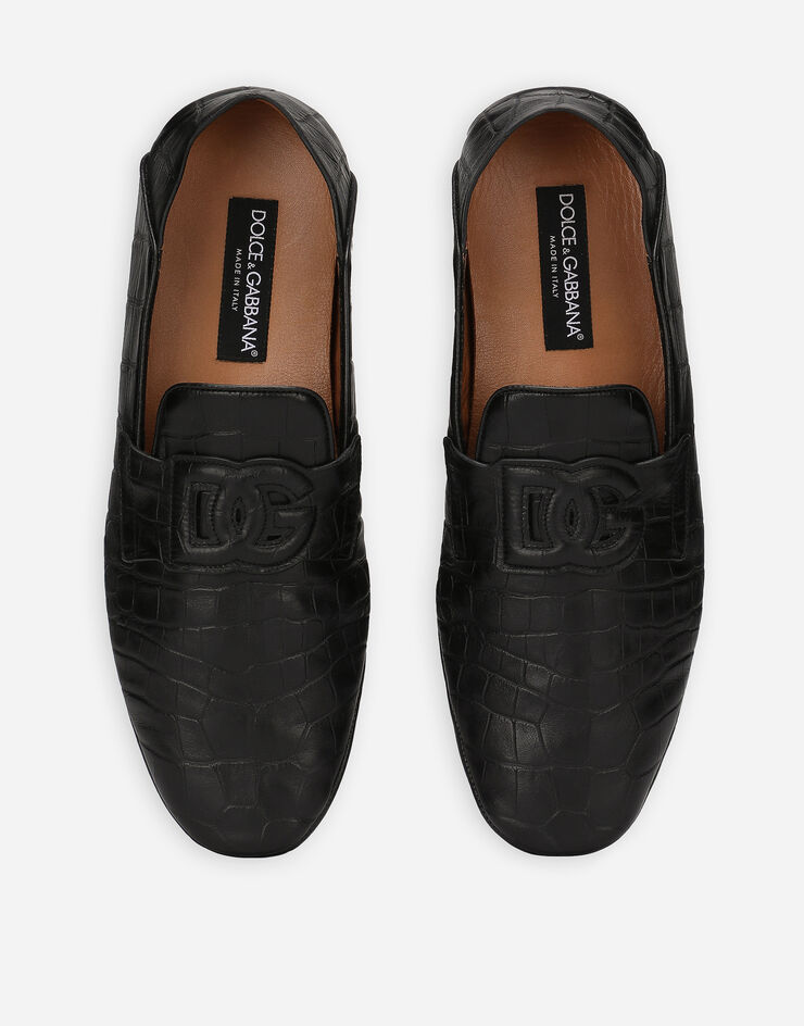 Dolce & Gabbana Crocodile-print calfskin driver shoes Black A50583AS422