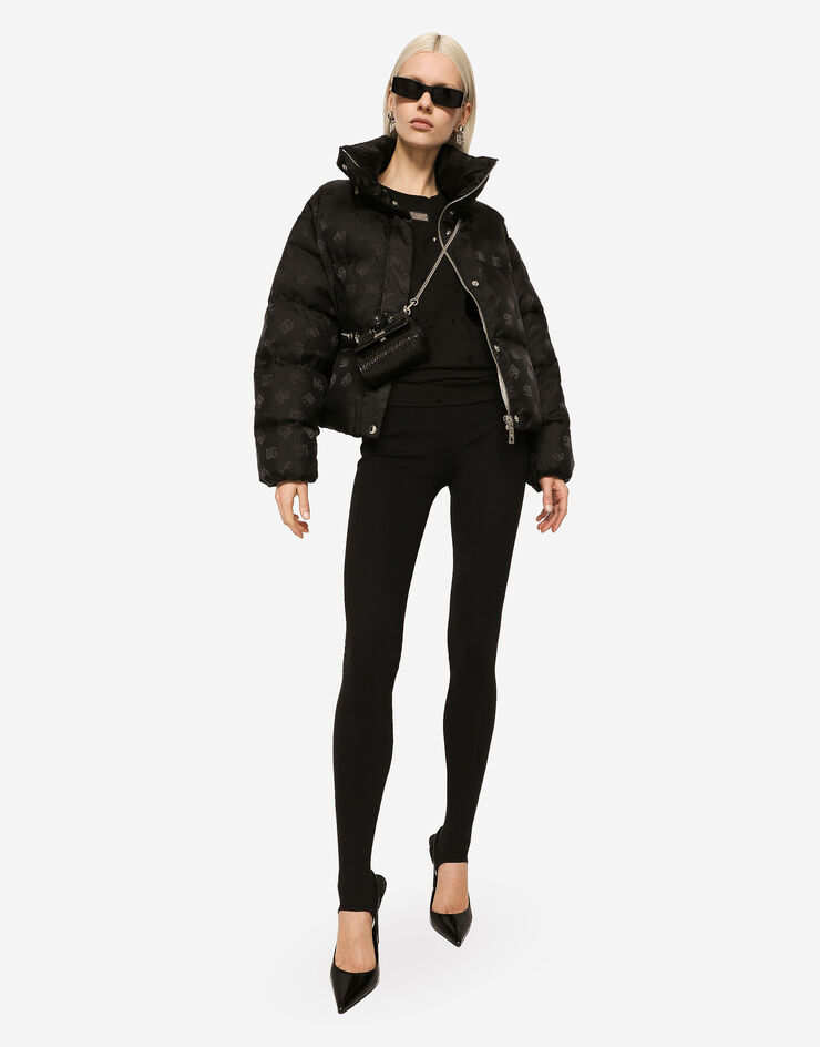 Dolce & Gabbana Short nylon jacket with jacquard DG logo Black F9R10TFJSCW