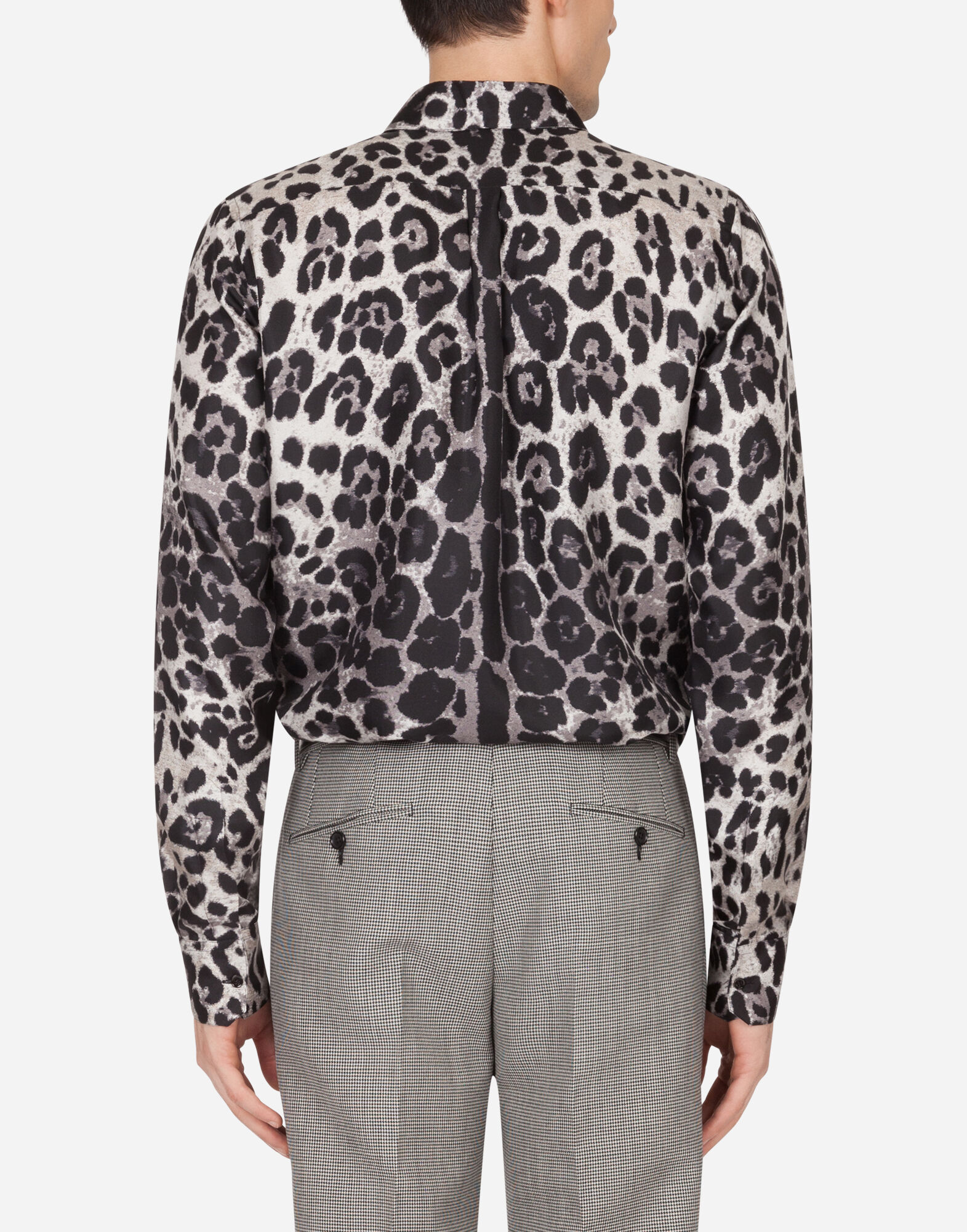 DOLCE & GABBANA ヒョウ柄シャツ M Silk shirt with leopard print in Print for Men