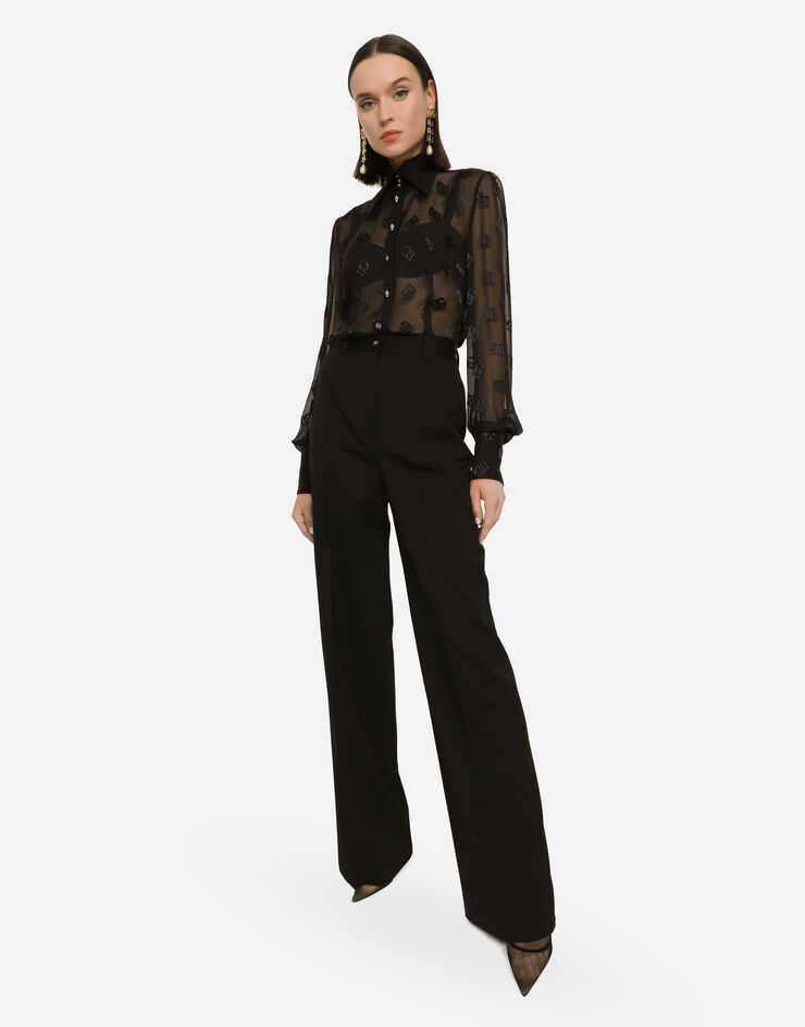 Dolce & Gabbana Pantalón palazzo de gabardina Negro FTBQZTFUBF0