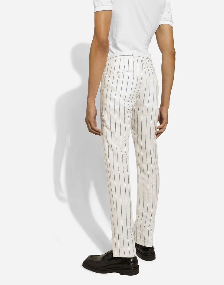 Dolce & Gabbana Pantalone gessato in lino Bianco GY7BMTFR4A4