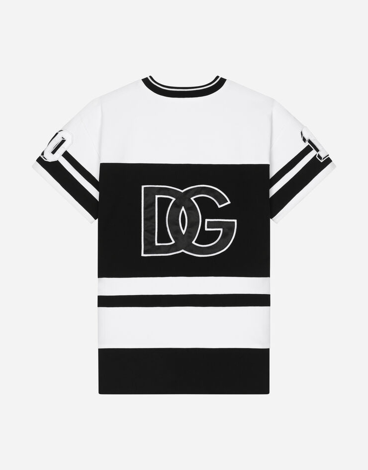Dolce & Gabbana Vestido corto de interlock con parche del logotipo Multicolor L5JD6RG7JK4