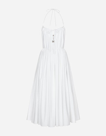 Dolce & Gabbana Vestido longuette con falda plato de algodón Estampado F6GAZTHS5Q0