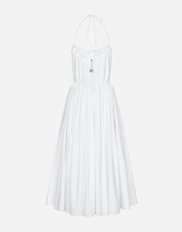 Dolce & Gabbana Midi cotton dress with circle skirt White F29UCTFU1L6