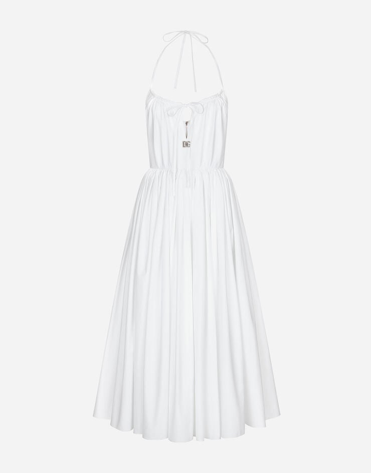 Dolce & Gabbana Longuette-Kleid mit Tellerrock aus Baumwolle Weiss F6DJJTFU5V4