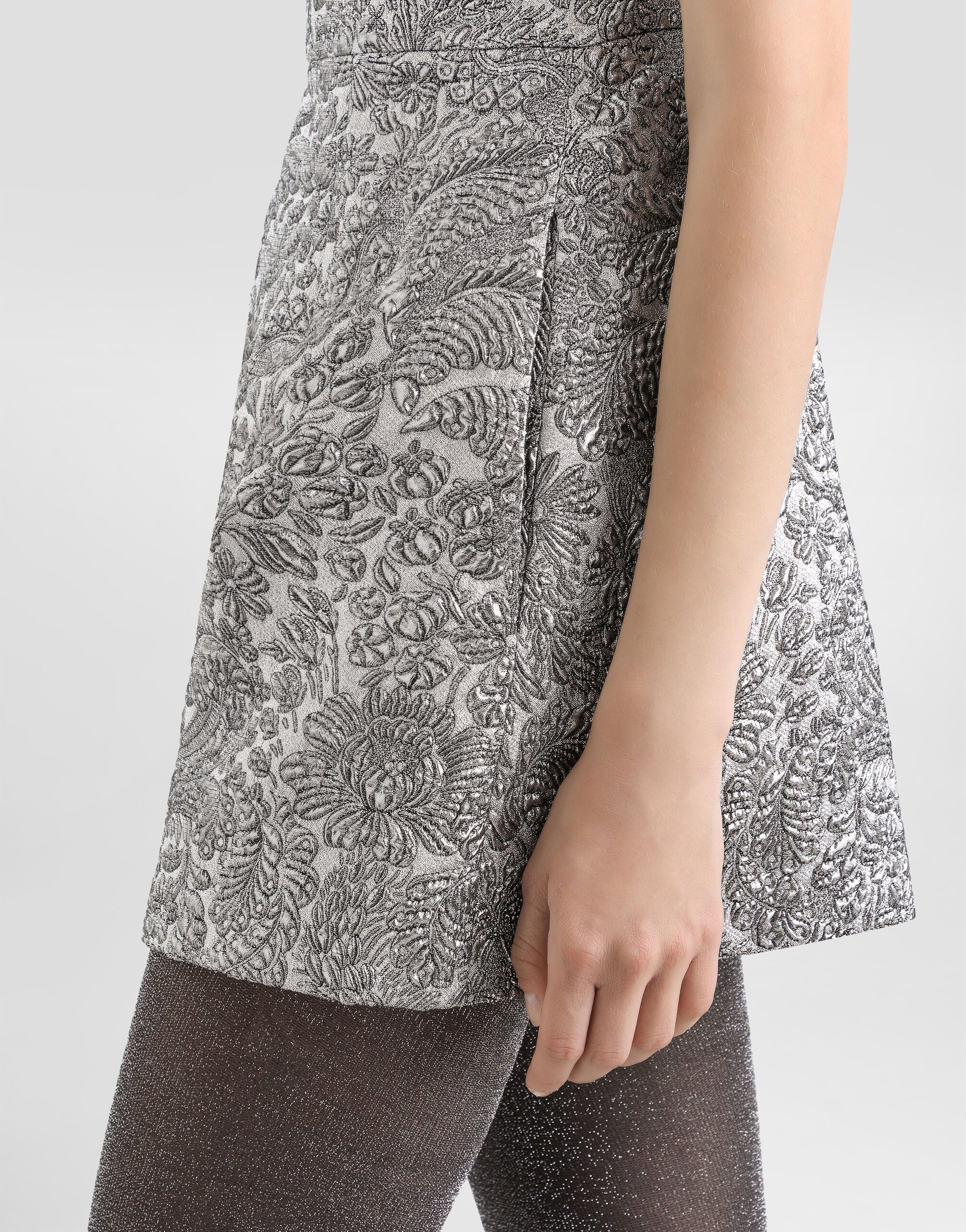 Floral brocade dress in Silver for Women | Dolce&Gabbana® US
