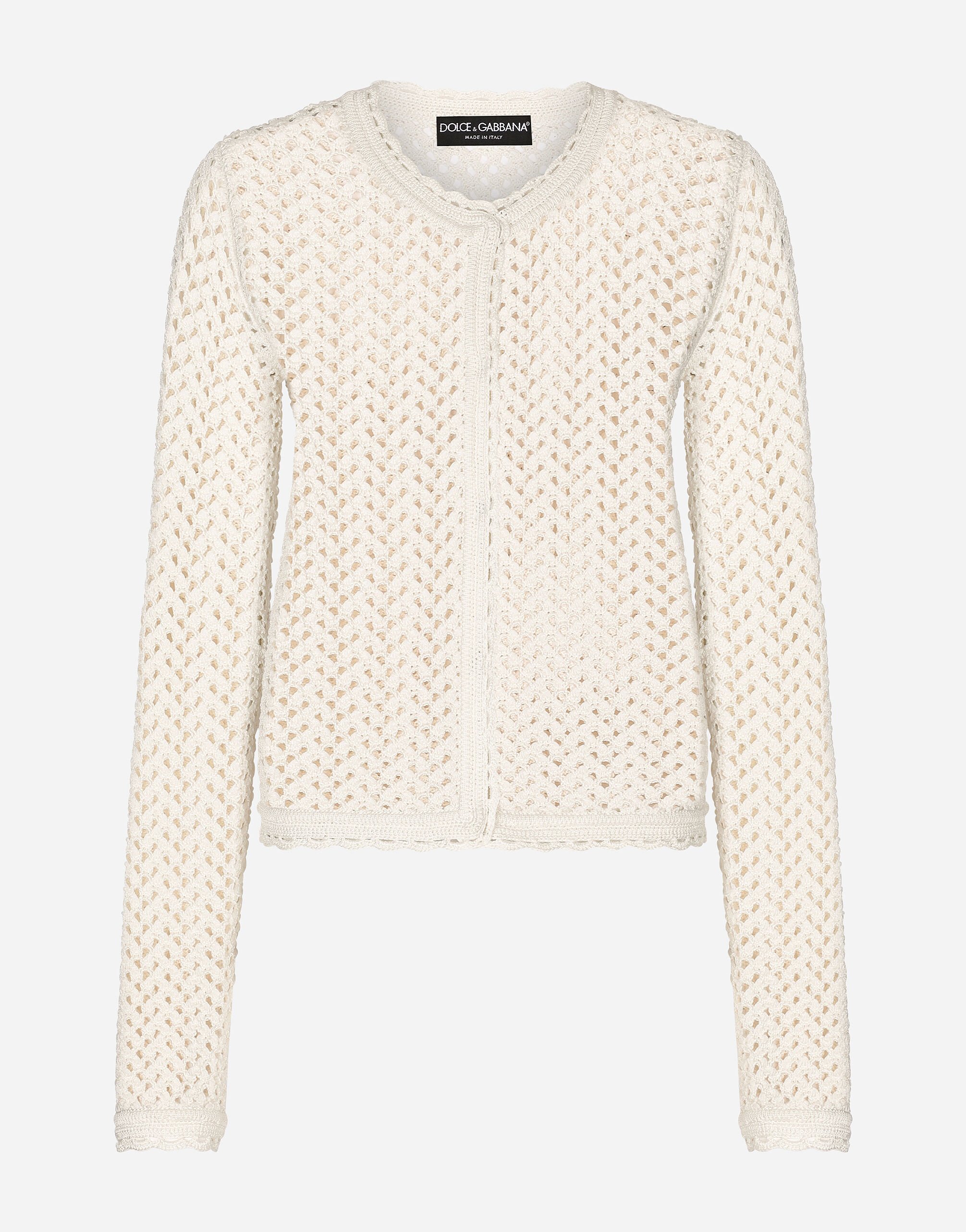 Dolce&Gabbana Giacca corta in crochet Bianco F8N08TFU7EQ