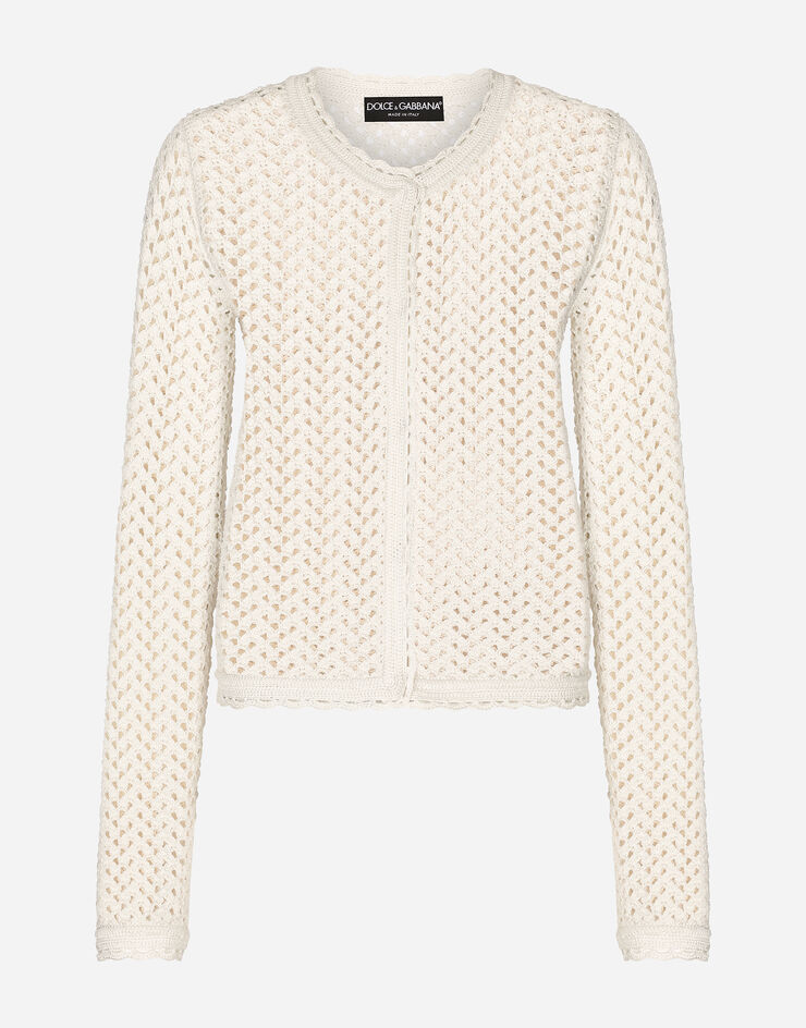 Dolce & Gabbana Kurze Häkeljacke Weiss FXL49TJFMO5
