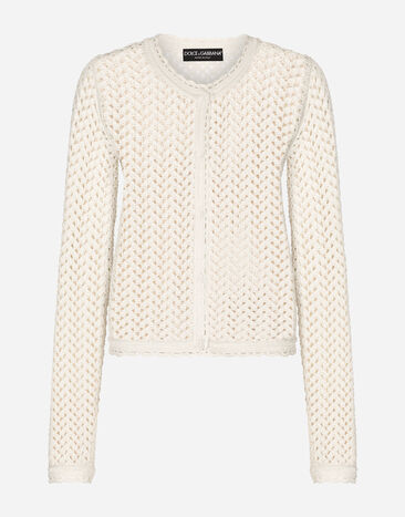 Dolce & Gabbana Short crochet jacket White FXJ16ZJEMM0