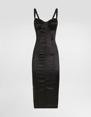 Dolce & Gabbana Stretch satin dress Black F6DIHTFURAG