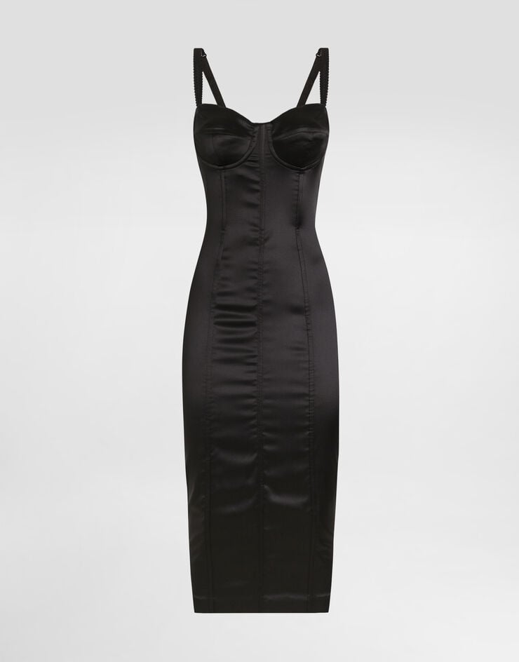 Dolce & Gabbana Stretch satin dress Black F6DIHTFURAG