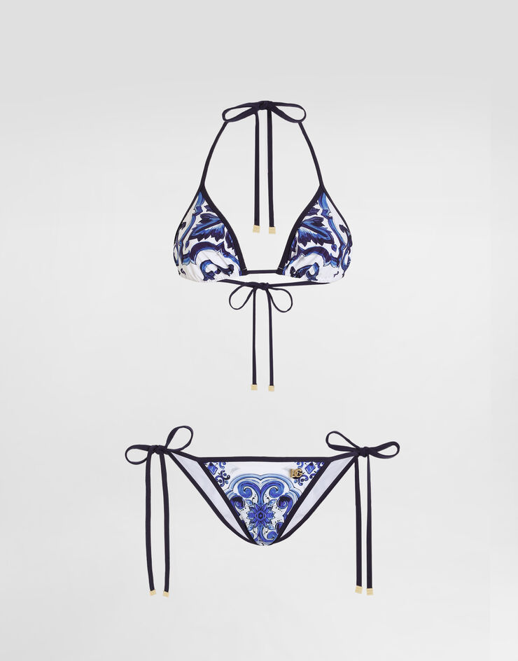 Dolce & Gabbana Majolica-print triangle bikini Print I8AONWONO19