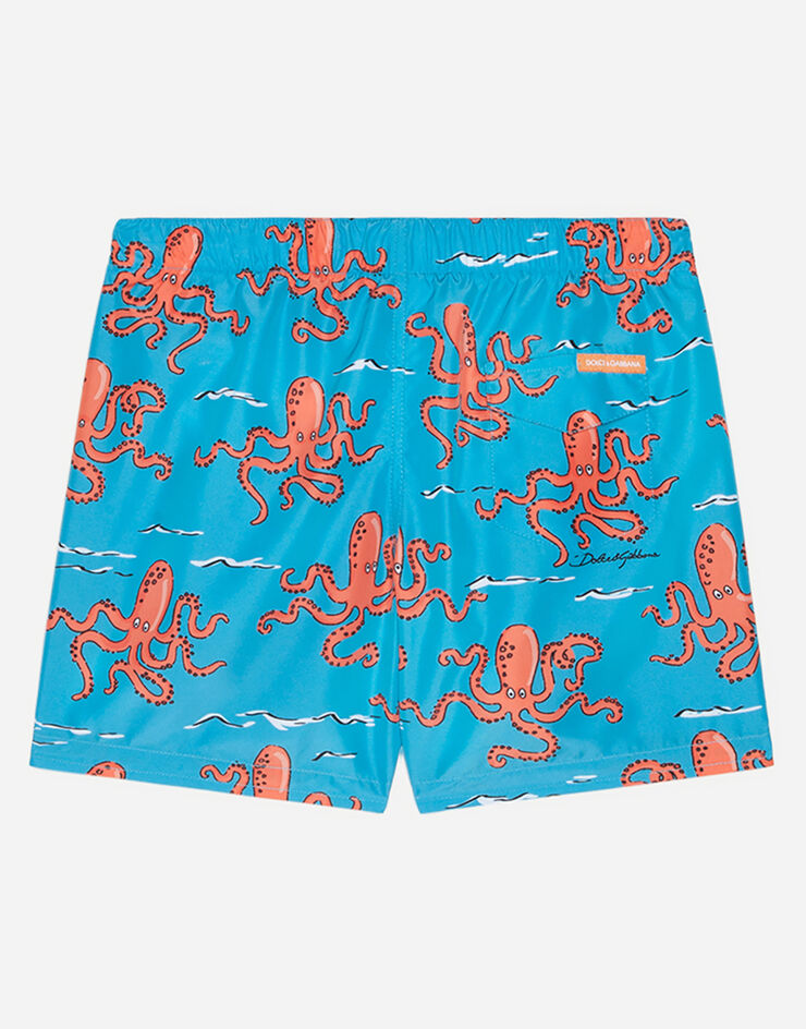 Dolce & Gabbana Nylon swimming trunks with octopus print LIGHT BLUE L4J818HSMJN