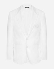 Dolce & Gabbana Single-breasted cotton Taormina jacket with DG patch White G2NW1TFU4DV